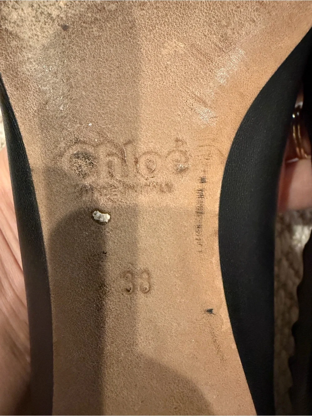 Chloé Black Scalloped Leather Ballet Flats